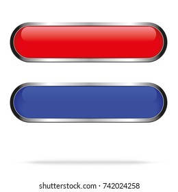 Red and blue buttons set isolated on a white background