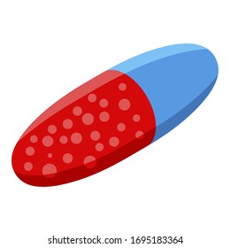 Icono de cápsula azul rojo. Isométrico del icono vectorial de la cápsula azul rojo para el diseño web aislado en fondo blanco
