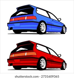 Variação de vetor de carro vermelho e azul de carro modificado é muito bom para usar para referência e design