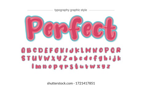 Red Blue Cartoon Bubble Irregular Typography Design