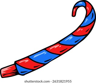 Rote und blaue Cartoon Candy Cane Illustration