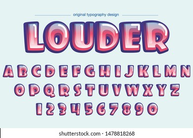 Red Blue Cartoon Comics Artistic Font Typography Alphabet