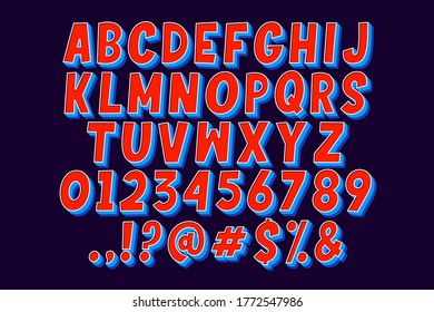 Red and blue cartoon text effect