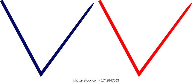  red and blue checkmark.isolated on white.vector.