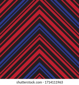 Red and Blue Chevron diagonal striped seamless pattern background suitable for fashion textiles, graphics