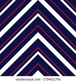 Red and Blue Chevron diagonal striped seamless pattern background suitable for fashion textiles, graphics