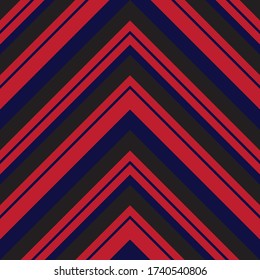 Red and Blue Chevron diagonal striped seamless pattern background suitable for fashion textiles, graphics