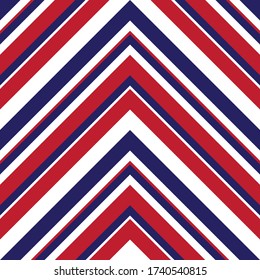 Red and Blue Chevron diagonal striped seamless pattern background suitable for fashion textiles, graphics
