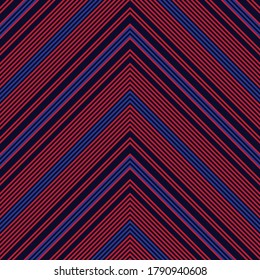 Red and Blue Chevron diagonal striped seamless pattern background suitable for fashion textiles, graphics