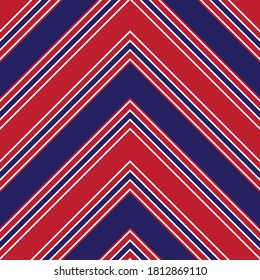 Red and Blue Chevron diagonal striped seamless pattern background suitable for fashion textiles, graphics