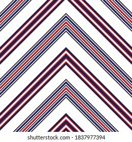 Red and Blue Chevron diagonal striped seamless pattern background suitable for fashion textiles, graphics