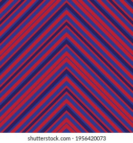 Rot und Blau Chevron diagonal gestreifter, nahtloser Musterhintergrund, geeignet für Modetextilien, Grafiken