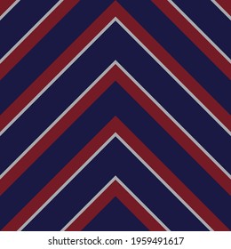 Red and Blue Chevron diagonal striped seamless pattern background suitable for fashion textiles, graphics