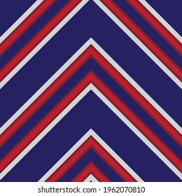 Color rojo y azul Chevron diagonal rayado fondo de patrón sin soldadura adecuado para textiles de moda, gráficos