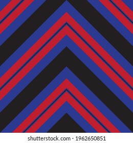 Color rojo y azul Chevron diagonal rayado fondo de patrón sin soldadura adecuado para textiles de moda, gráficos