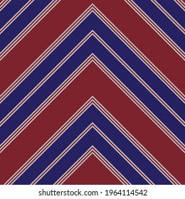 Color rojo y azul Chevron diagonal rayado fondo de patrón sin soldadura adecuado para textiles de moda, gráficos