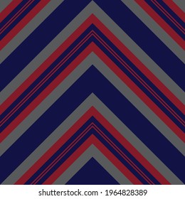 Red and Blue Chevron diagonal striped seamless pattern background suitable for fashion textiles, graphics