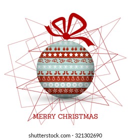 red and blue christmas ball with symbols. christmas concept