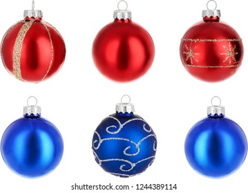 Red and blue Christmas balls, vector