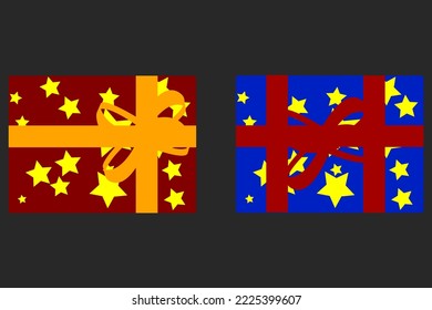 Regalo de navidad azul y rojo diseño plano para tarjeta de navidad