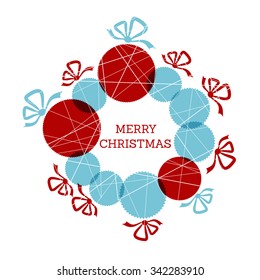 red and blue christmas wreath. christmas concept
