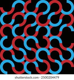 red and blue circle lines on black background
