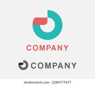 red and blue Circle Shape Origami Style isolated on white Background. Usable for Business and Branding Logos. Flat Vector Logo Design Template Element.