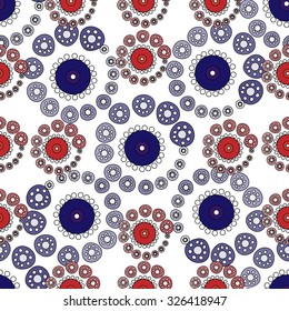 Red and blue circles abstract seamless pattern vector background