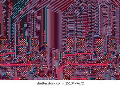 red and blue circuit board background