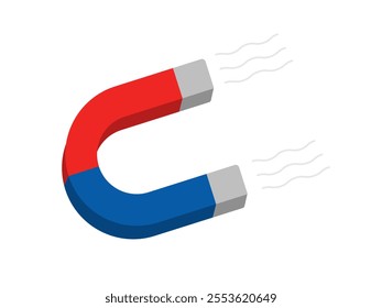 Red and blue classic horseshoe magnet. Vector illustration isolated on white background