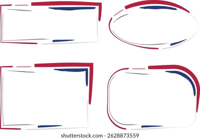 red blue color abstract shapes lines pattern frames set