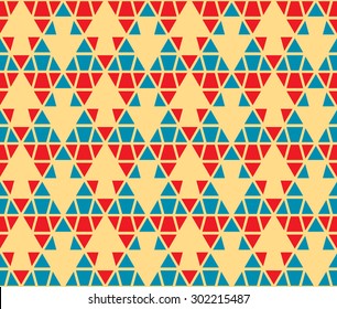 Red and blue color up down arrow symbol seamless pattern background vector. Repeating geometric shapes with triangle