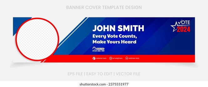 red blue color election banner cover social media.