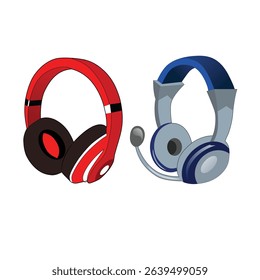 Red and blue color headphones vector illustration