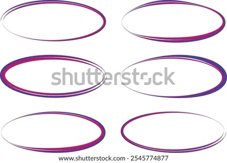 red blue colored abstract ellipse set vector