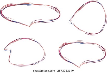 red blue colorful artwork comic speech bubbles set vector