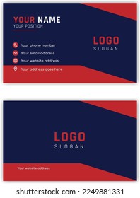 Red blue colors corporate business card . flat vector design layout. simple identity name card. company business card template.