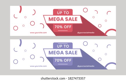 Red and blue colors web banner promotional sale for social media simply modern vector