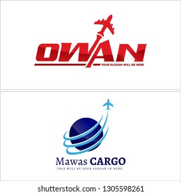 red blue combination text plane circle world arch logo design concept suitable for travel adventure transport business industrial