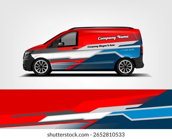 Red and Blue Commercial Van Wrap Modern Business Fleet Graphic Design