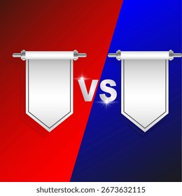 Red and blue comparison template with banners. Vector illustration
