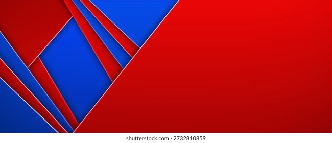 Red and blue complex geometric paper layers
