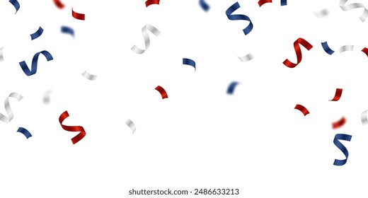 red and blue confetti background Spectacular zigzags descend in celebration. Festive decoration vector illustration