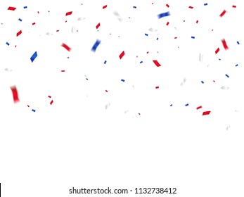 Red And Blue Confetti. Celebration Event & Birthday, Sports Background. American, Chile, Russia, France, United Kingdom  flag color concept. Vector