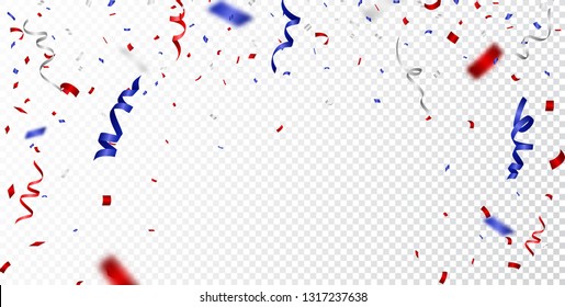 Red And Blue Confetti , Isolated On Transparent Background 