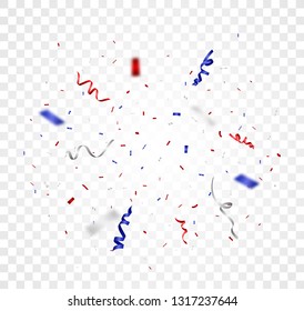 Red And Blue Confetti , Isolated On Transparent Background 