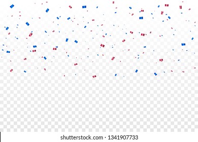 Red And Blue Confetti Isolated On Background. Celebration Event & Birthday. American, Chile, Russia, France, United kingdom flags color concept. Vector