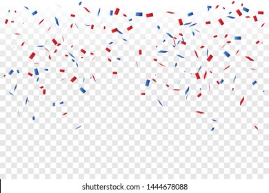 Red And Blue Confetti Isolated On Background. Celebration Event & Birthday. American, Chile, Russia, France, United kingdom flags color concept. Vector