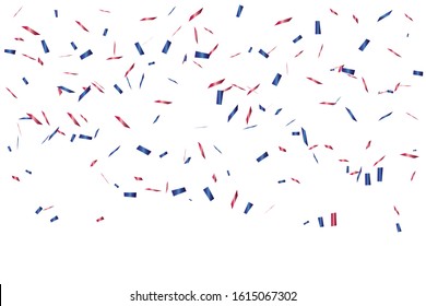 Red And Blue Confetti Isolated On Background. Celebration Event & Birthday. American, Chile, Russia, France, United kingdom flags color concept. Vector