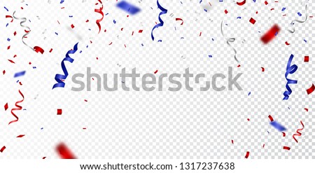 Red and blue confetti , isolated on transparent background 